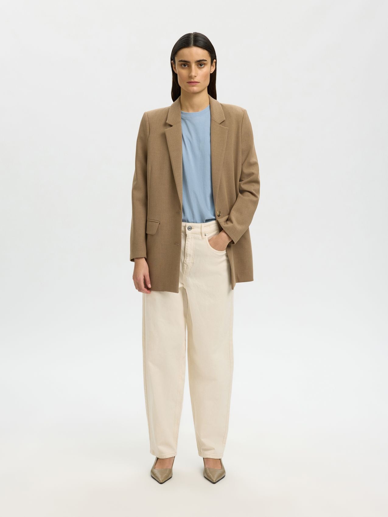 SELECTED SLWPENELOPE 2/4 RUFFLE TEE NOOS