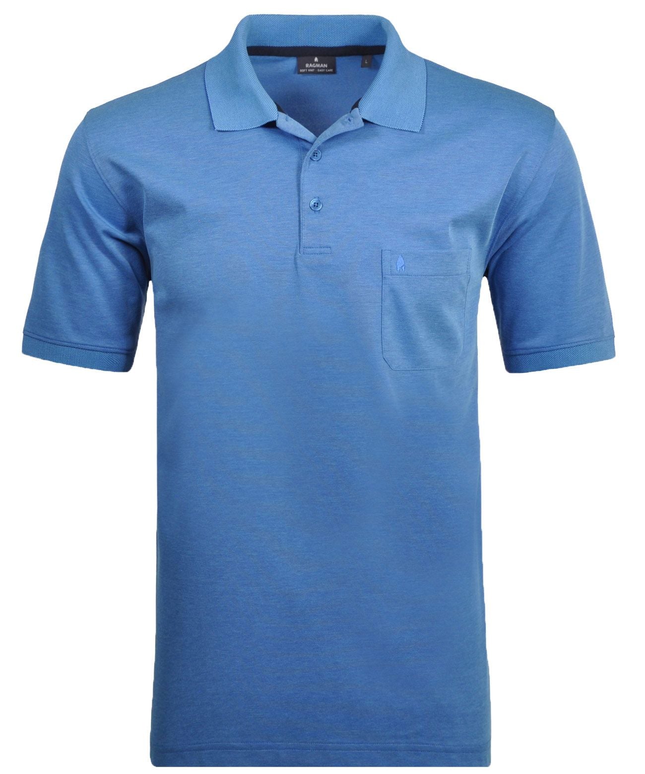 RAGMAN Softknit-Polo mit Brusttasche, kurzarm L