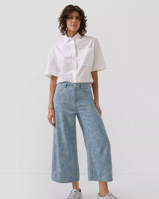 S.OLIVER Culotte-Jeans aus Denimjacquard