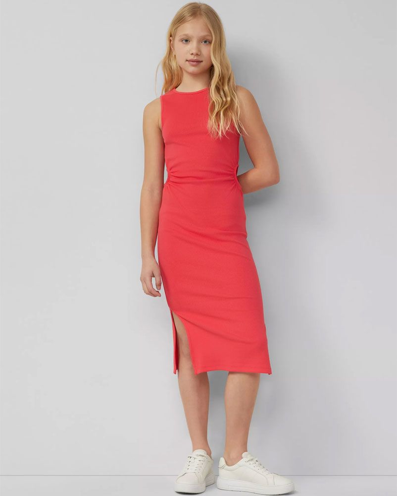 OLIVER TWIST Geripptes Midi-Kleid mit Cut-out