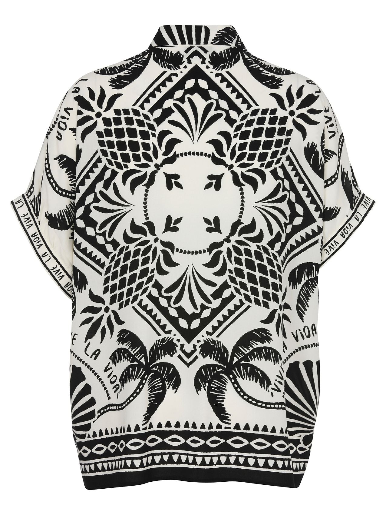 VIA APPIA Bluse Hemdkragen ohne Arm Druck