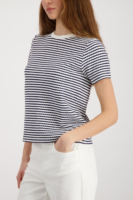 MONARI T-Shirt, marine ringel