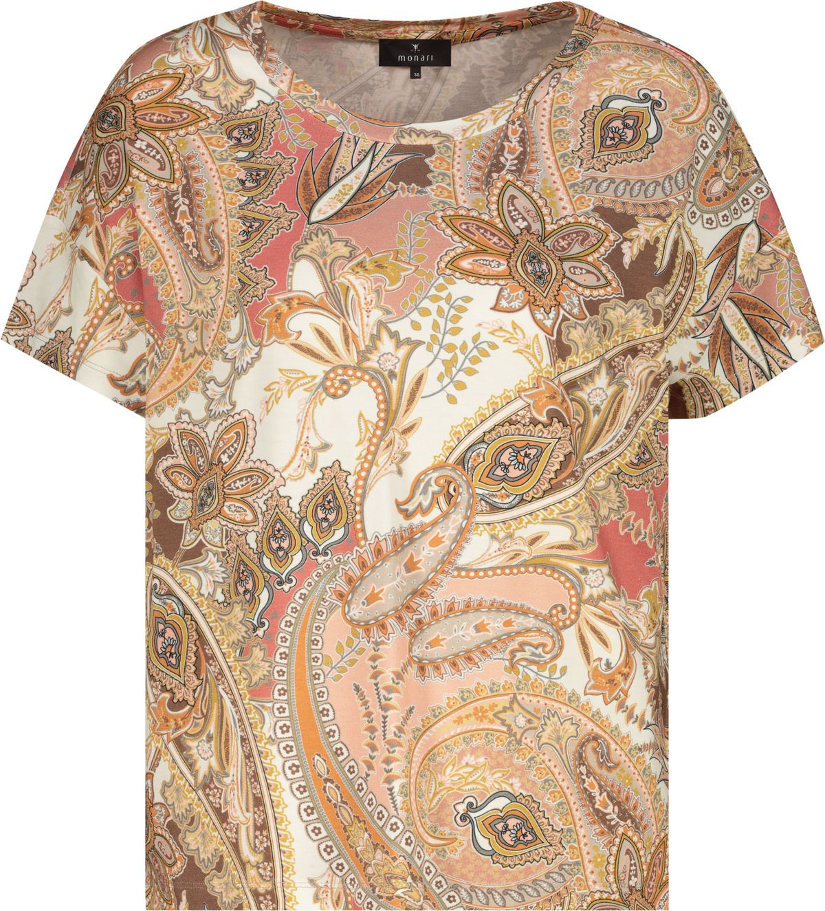MONARI T-Shirt, mocca gemustert