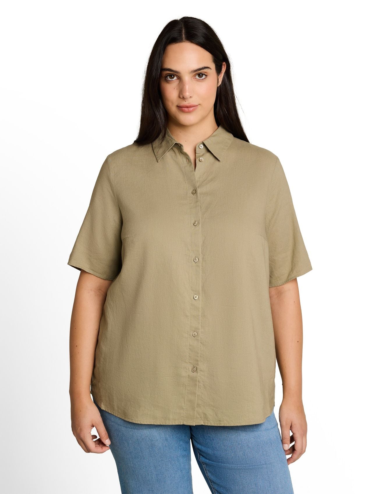 TOM TAILOR Plus Size - Loose Fit Bluse mit Leinenanteil