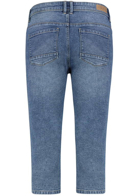 SUBLEVEL Damen, Kurze Hose Denim, middle blue denim M267