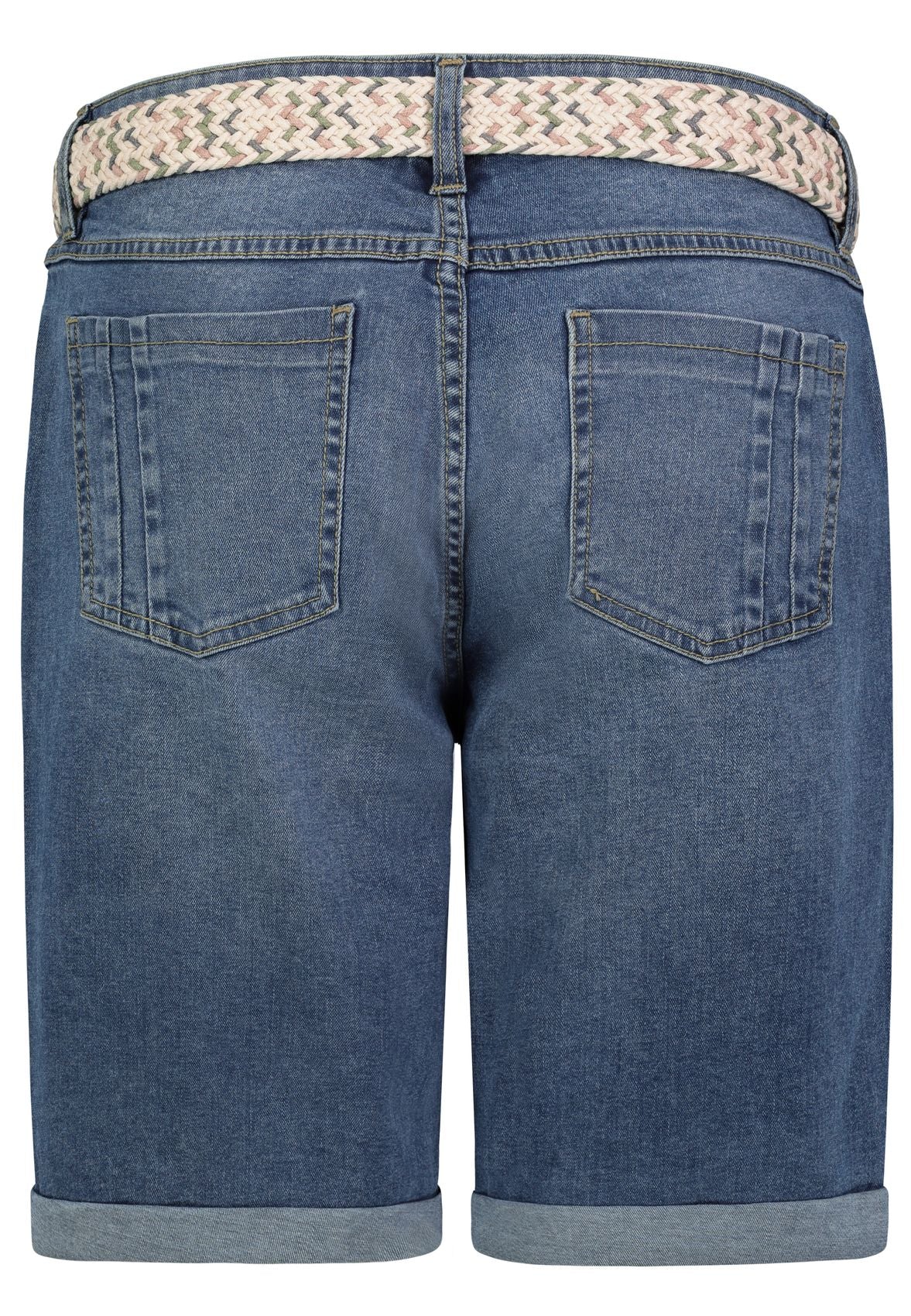 Jeans-Bermuda mit Flechtgürtel