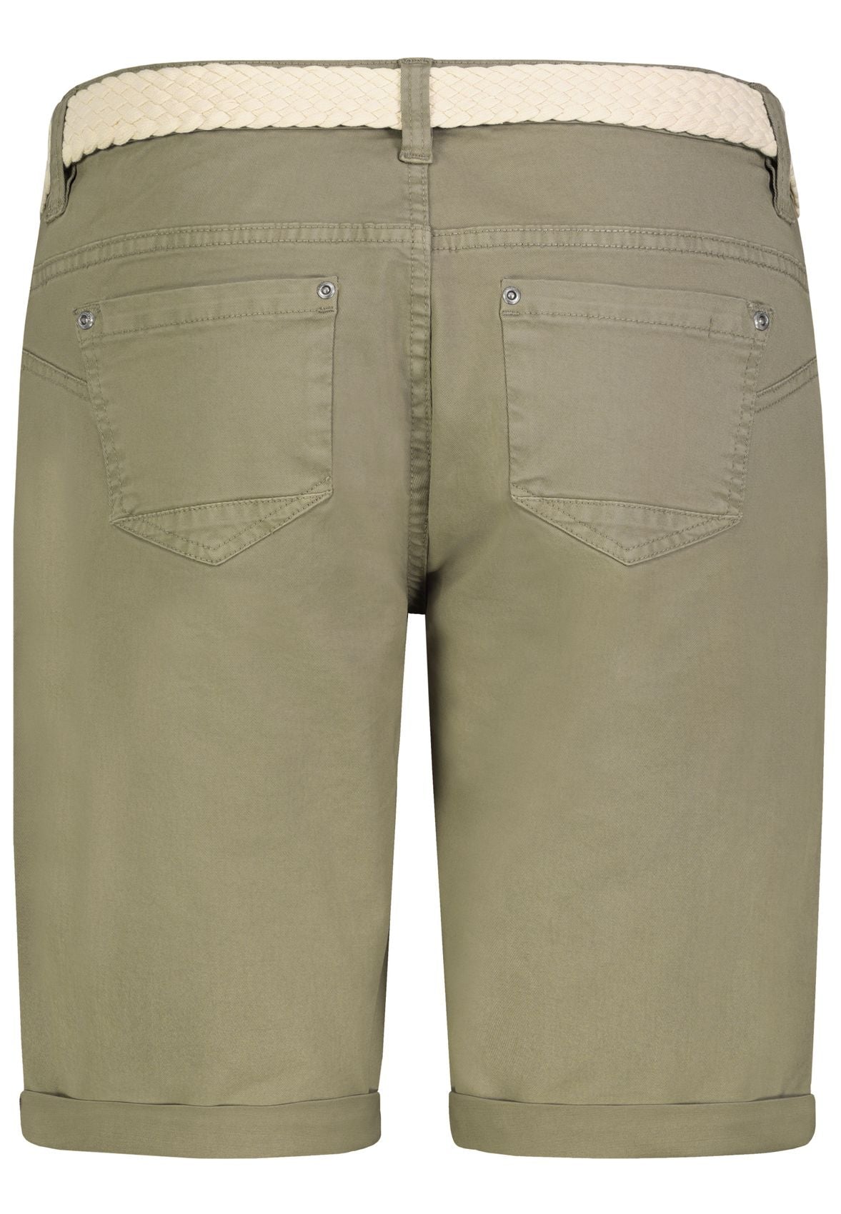 Jeans-Bermuda mit Flechtgürtel