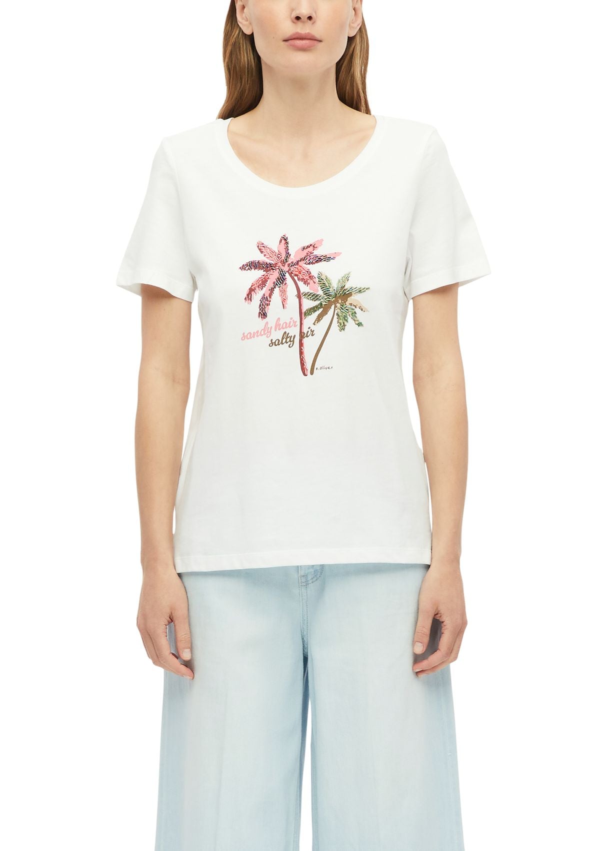 S.OLIVER T-Shirt mit Print und Schmuckdetails