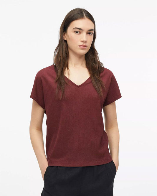 S.OLIVER Strukturiertes V-Neck-T-Shirt im Relaxed Fit