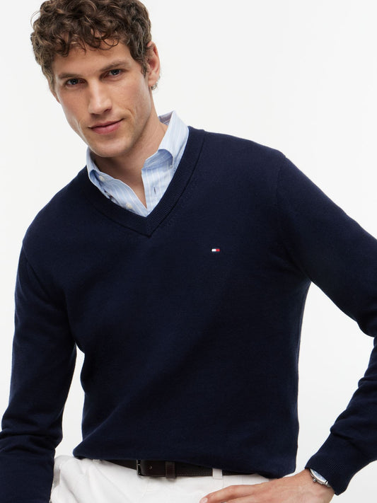 TOMMY HILFIGER PIMA ORG CTN CASHMERE V NECK