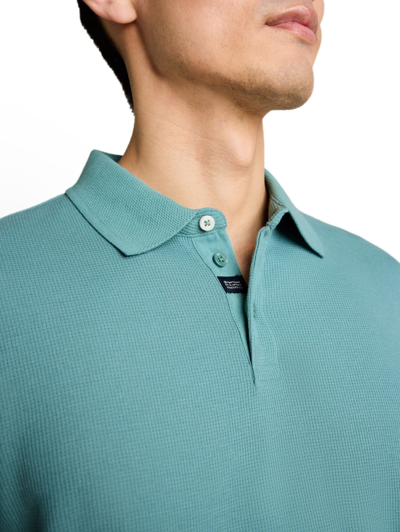 TOM TAILOR Langarm Poloshirt mit Waffelstruktur