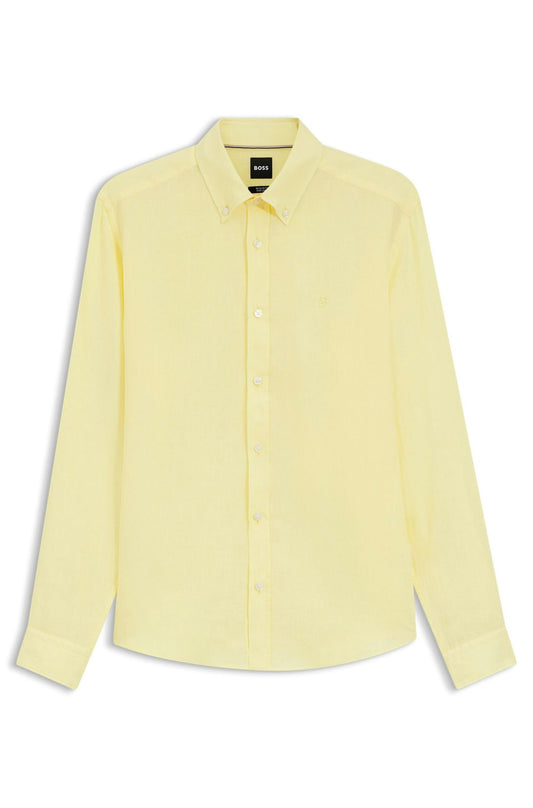 HUGO BOSS Leinenhemd mit Button-Down Kragen, regular fit S