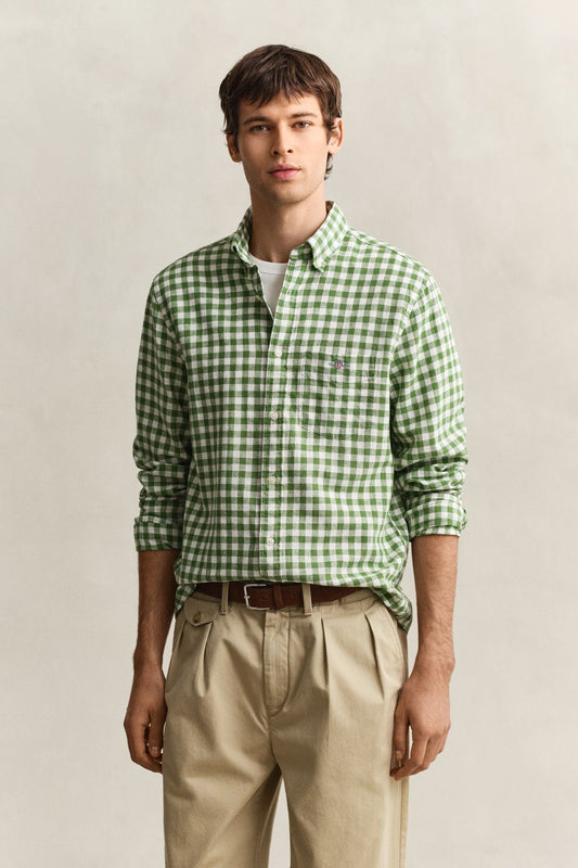 GANT Gingham Hemd aus Leinenmix
