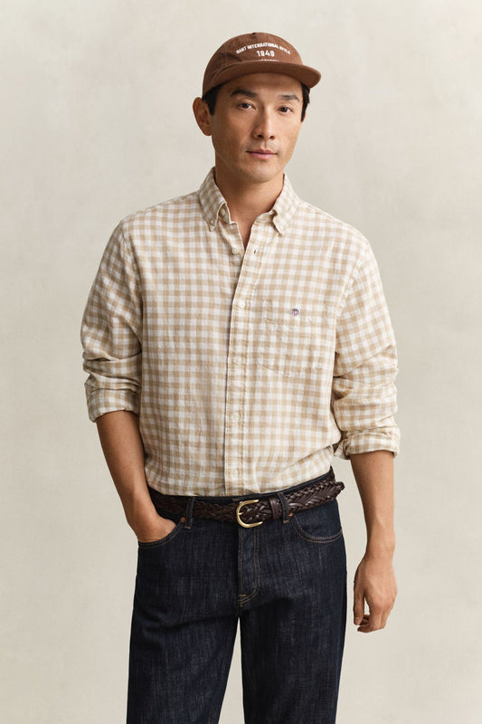 GANT Gingham Hemd aus Leinenmix