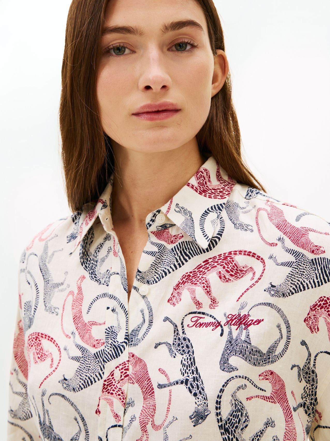 TOMMY HILFIGER Gemustertes Oversized-Leinenhemd