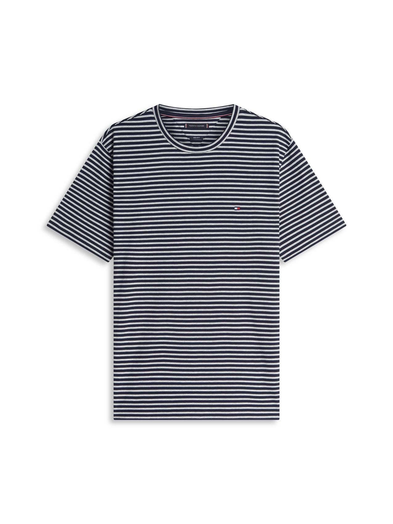TOMMY HILFIGER Stripe Flag Embroidery Crew Neck T-Shirt