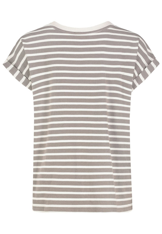Damen, Shirt kurzarm, light mud brown-beige STRIPES