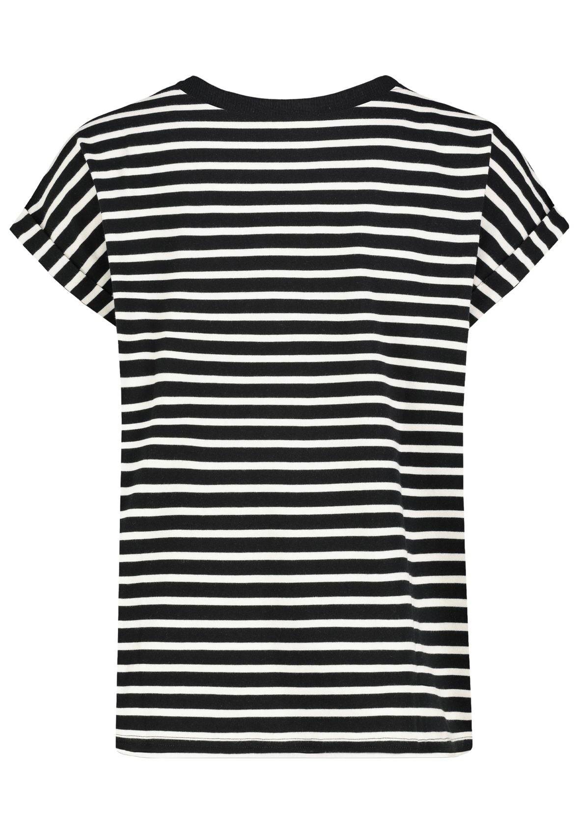 SUBLEVEL Damen, Shirt kurzarm, black-beige STRIPES