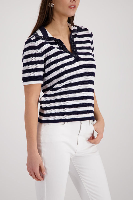 MONARI Pullover, marine ringel