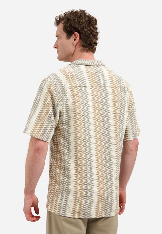 NO EXCESS Shirt Short Sleeve Jacquard Fancy ZigZag