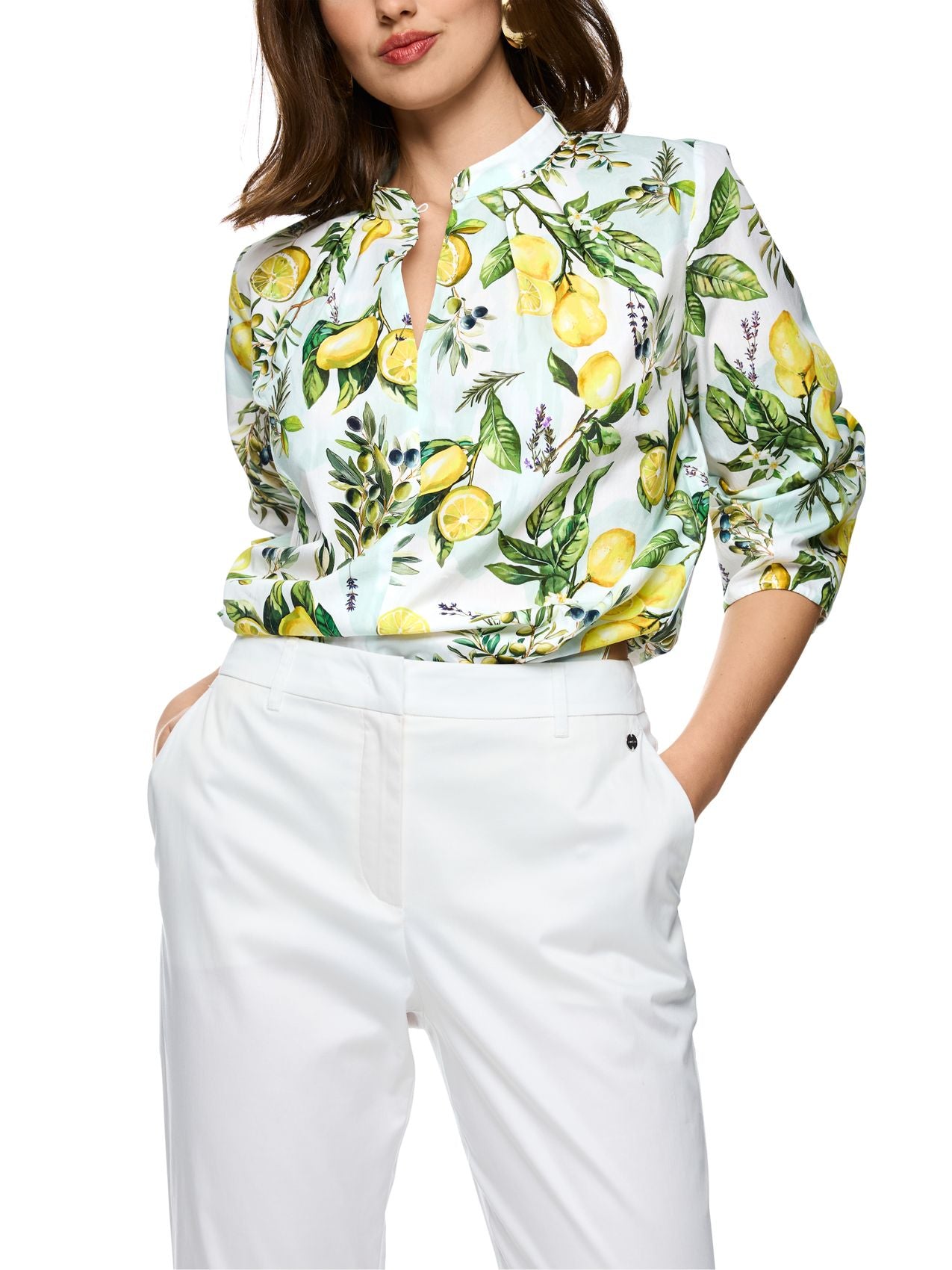 Baumwollbluse mit Zitronen-Print