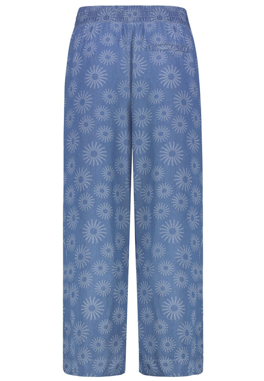SUBLEVEL Damen, Hose Denim, middle blue denim + bleach print