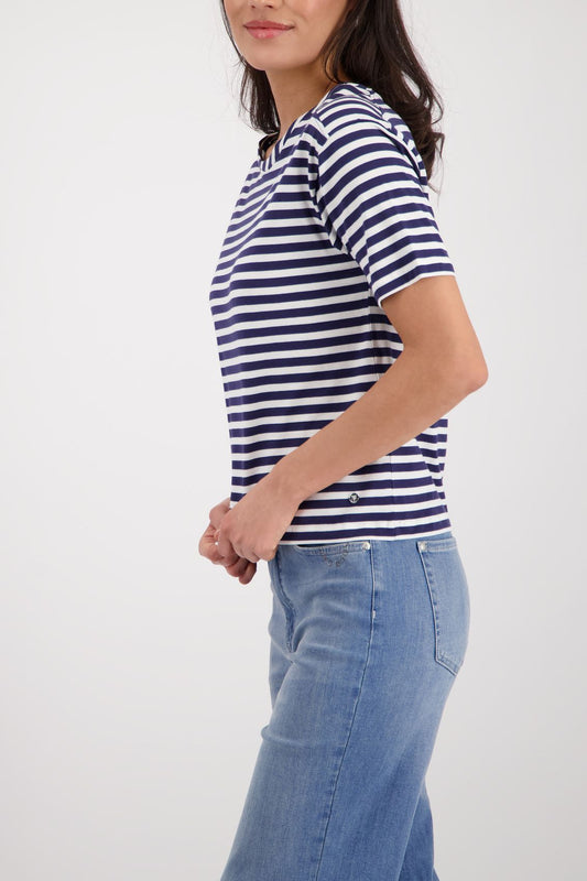 MONARI T-Shirt, marine ringel