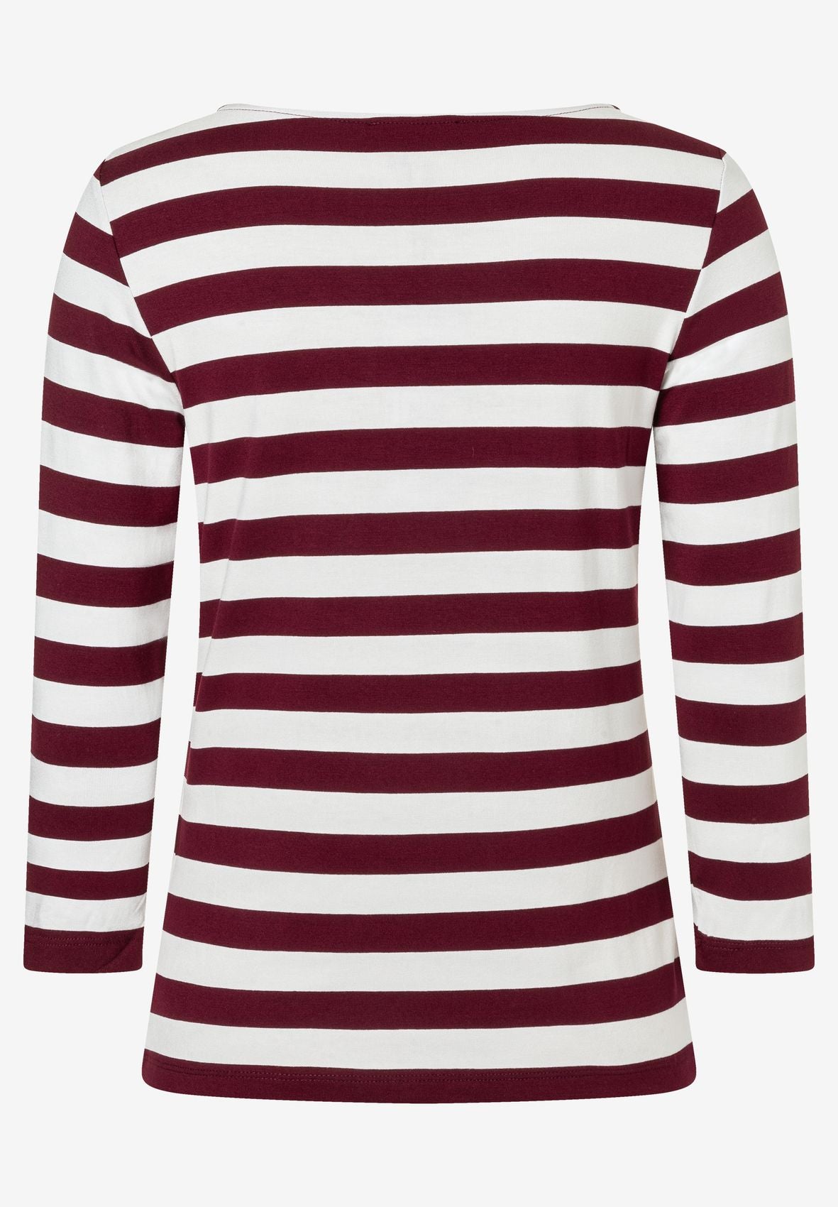 Striped Shirt, 3/4 Sleeve, pomegranate red offwhite jersey str