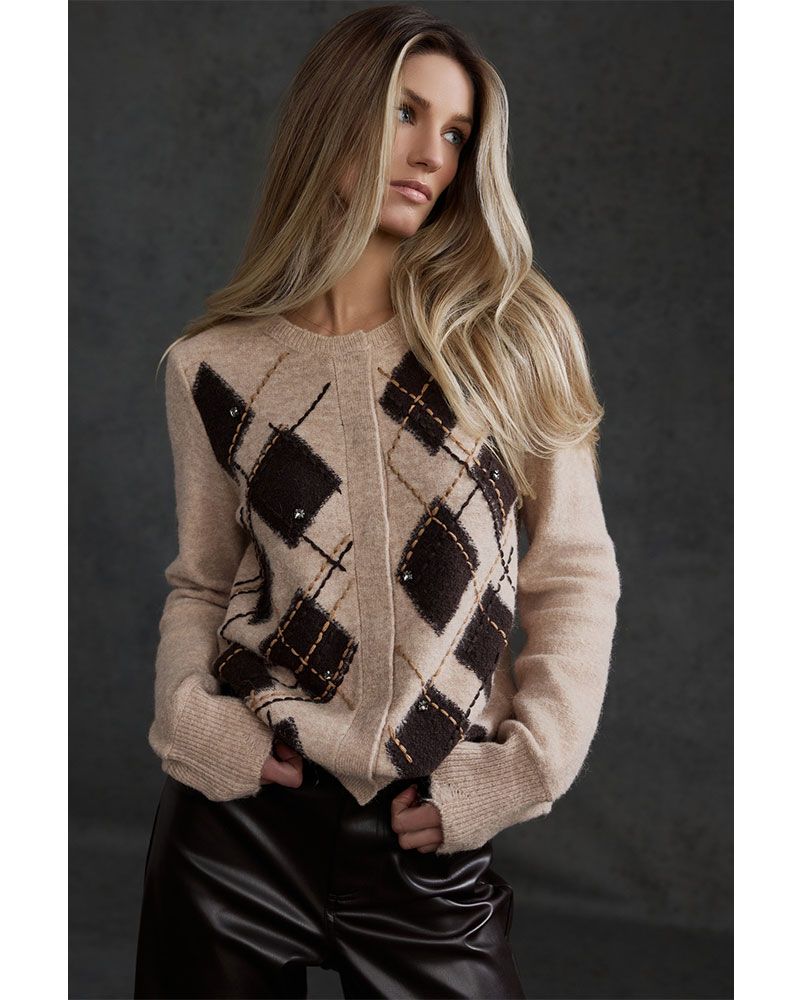 Strickjacke mit Rautenmuster