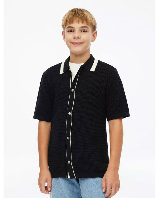 OLIVER TWIST Strukturiertes Strick-Polo mit Knopfleiste