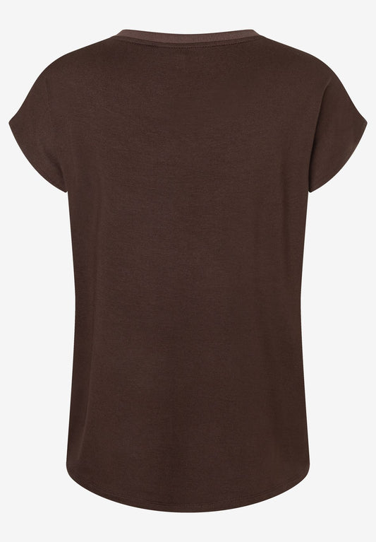 MORE & MORE Patch-Shirt Uni, espresso brown