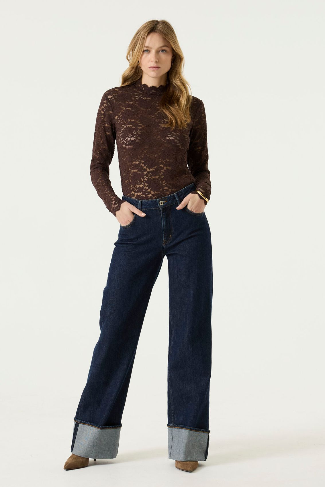 Langarmshirt aus Spitze