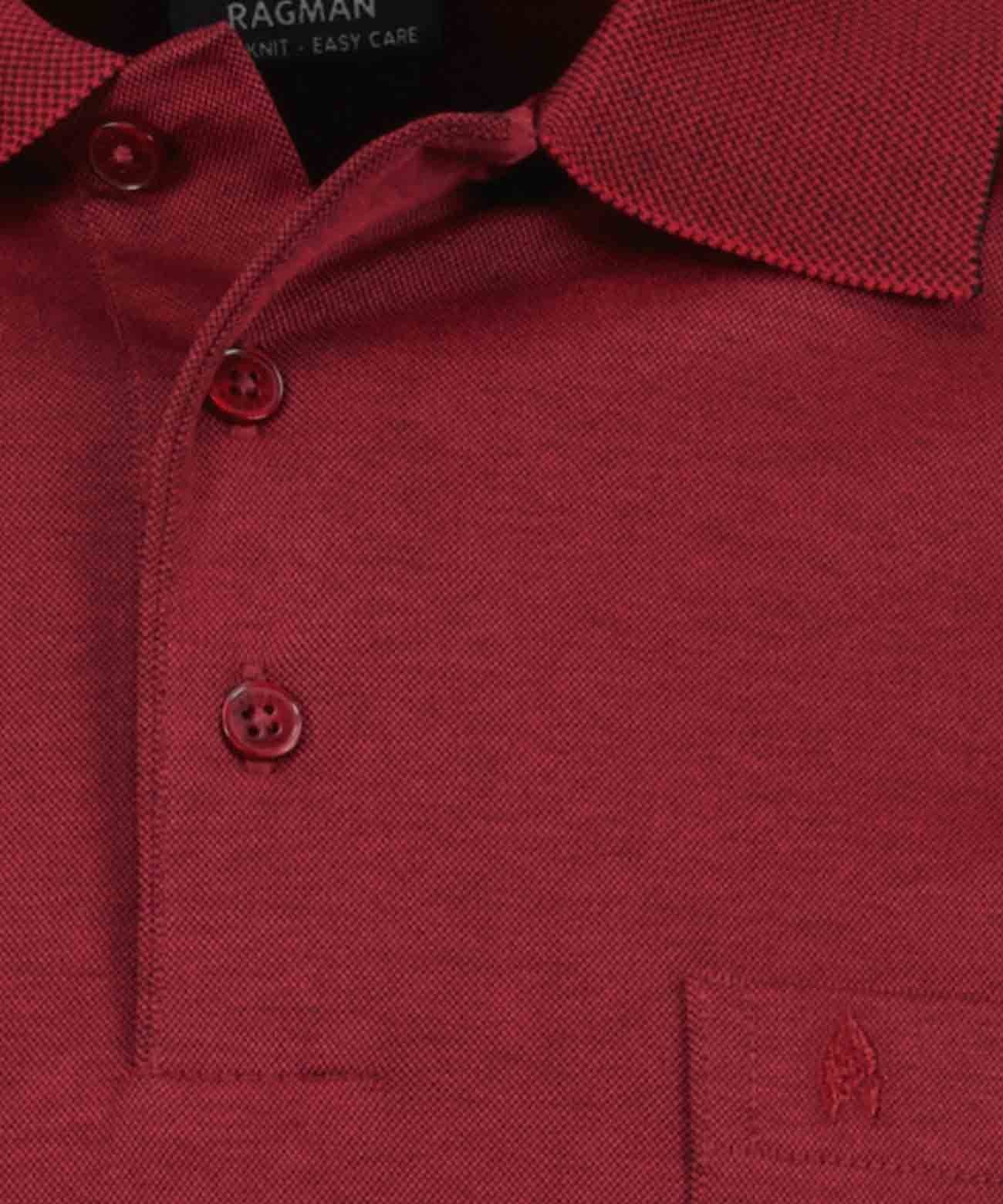 RAGMAN Softknit-Polo mit Brusttasche, Langarm