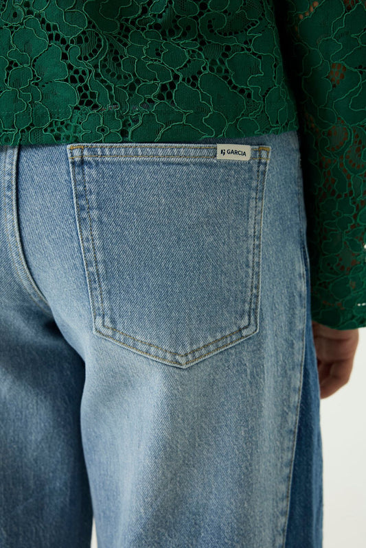 GARCIA Wide-Leg-Jeans mit seitlichen Kontrasteinsätzen