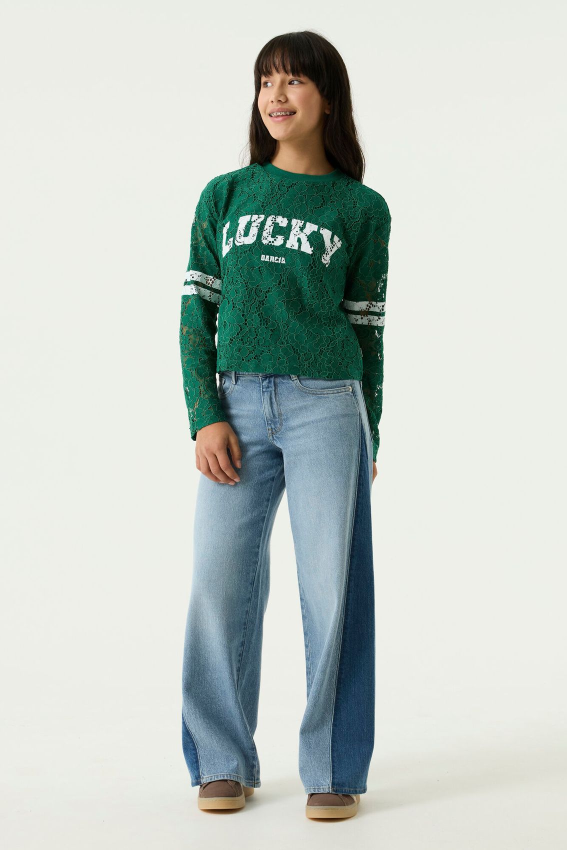 GARCIA Wide-Leg-Jeans mit seitlichen Kontrasteinsätzen