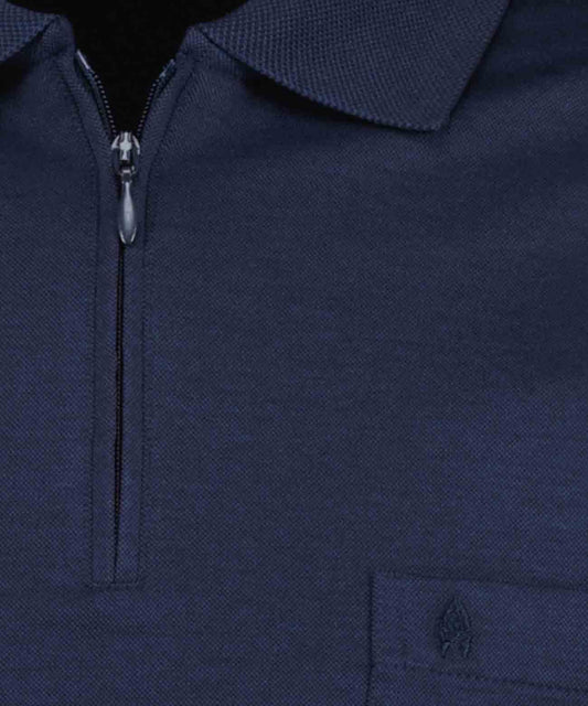RAGMAN Softknit-Poloshirt mit Reissverschluss, Langarm