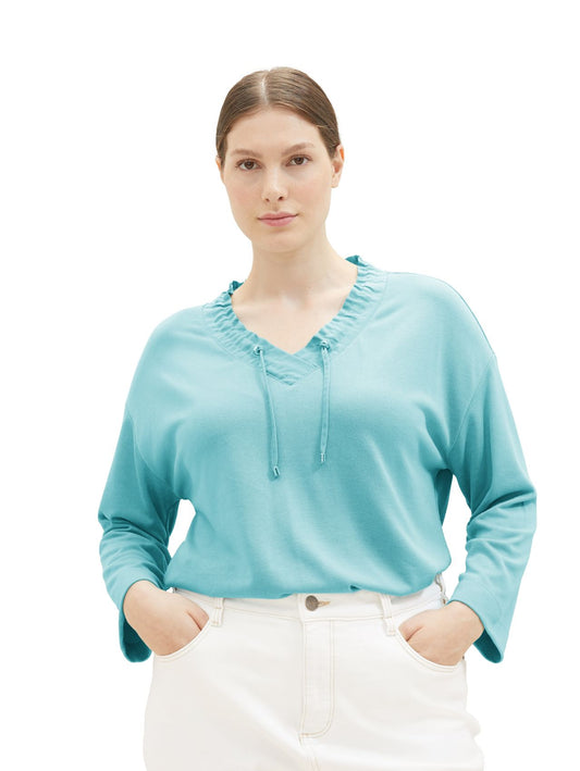 TOM TAILOR Plus Size - Langarmshirt mit V-Ausschnitt