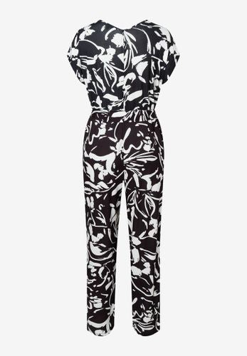 MORE & MORE Jersey Jumpsuit schwarz/ecru Frühjahrs-Kollektion