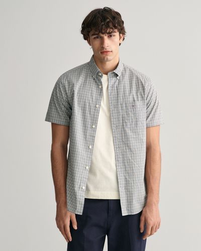 GANT Regular Fit Popeline Kurzarmhemd mit Mini-Karomuster