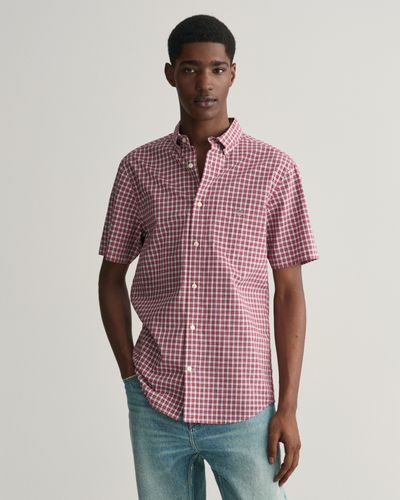 GANT Regular Fit Popeline Kurzarmhemd mit Mini-Karomuster
