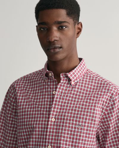 GANT Regular Fit Popeline Kurzarmhemd mit Mini-Karomuster