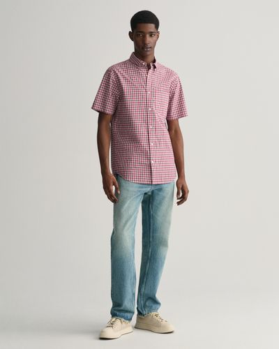 GANT Regular Fit Popeline Kurzarmhemd mit Mini-Karomuster