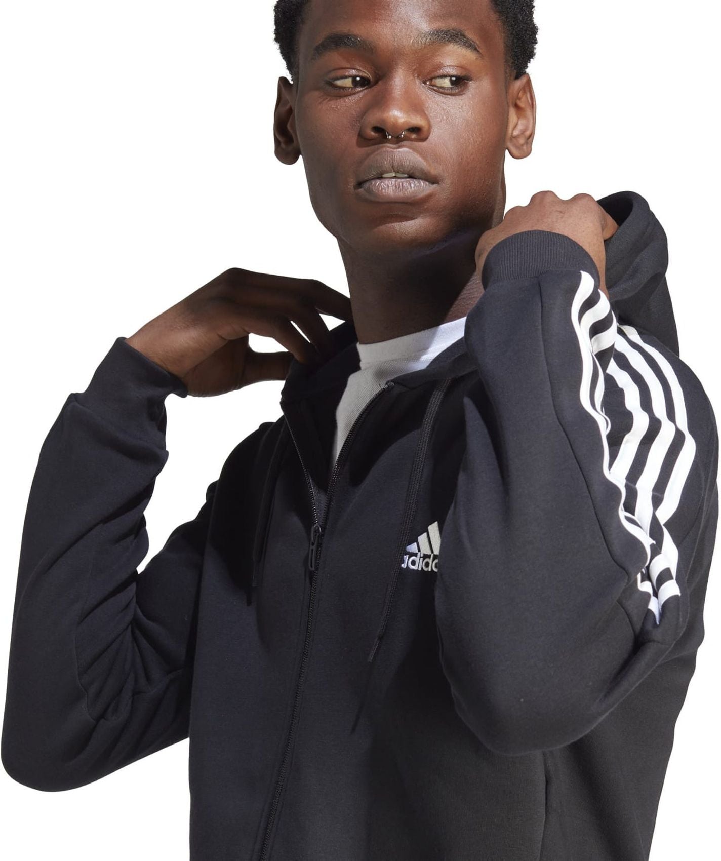 ADIDAS M 3S FL FZ HD, BLACK