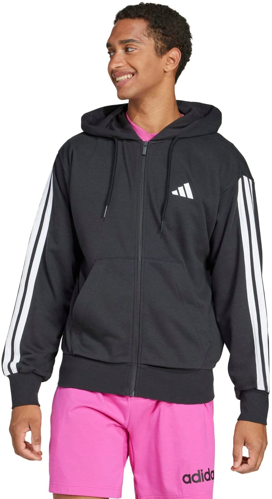 ADIDAS M 3S FT FZ HD, BLACK/WHITE