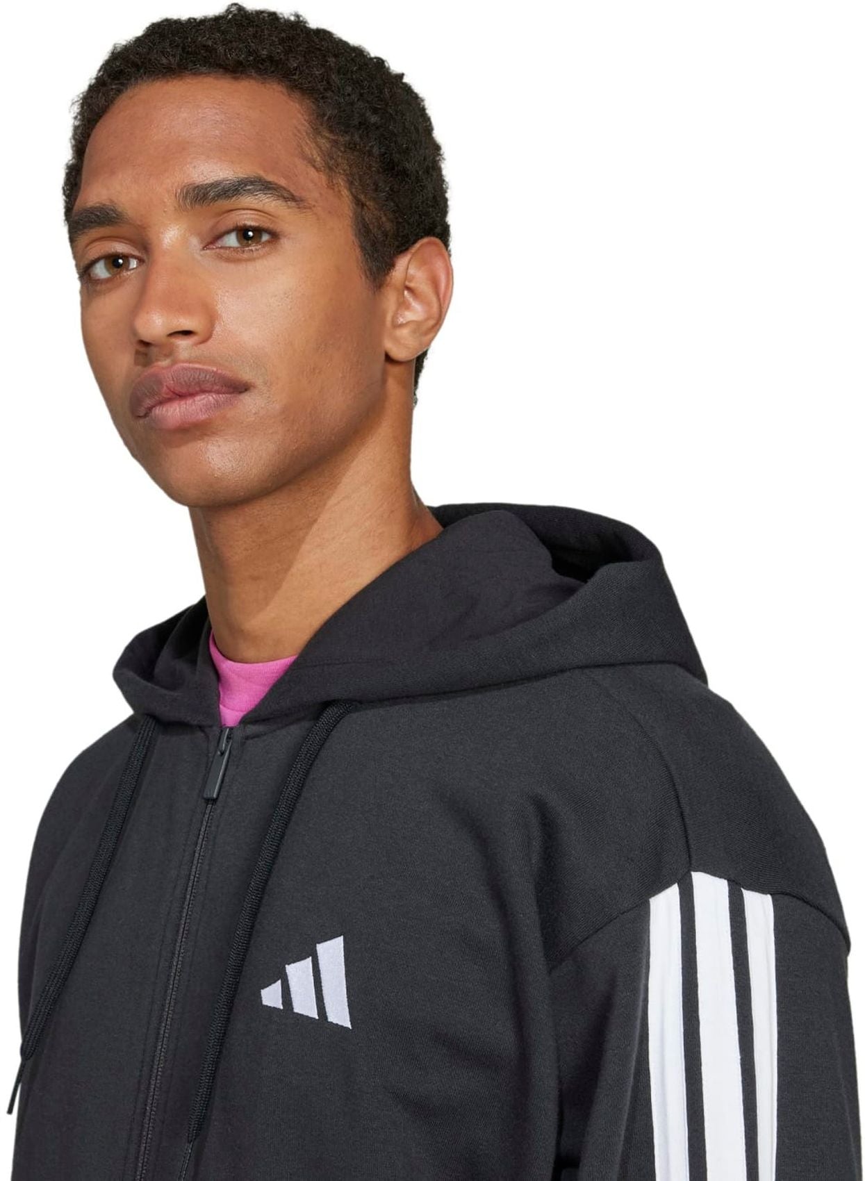 ADIDAS M 3S FT FZ HD, BLACK/WHITE