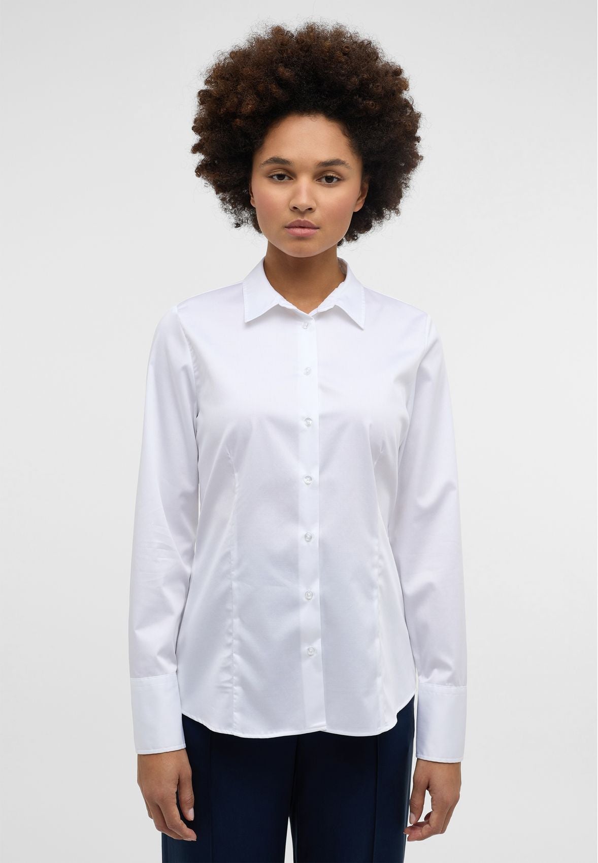 ETERNA Satin Shirt Bluse Satingewebe Langarm Langarm