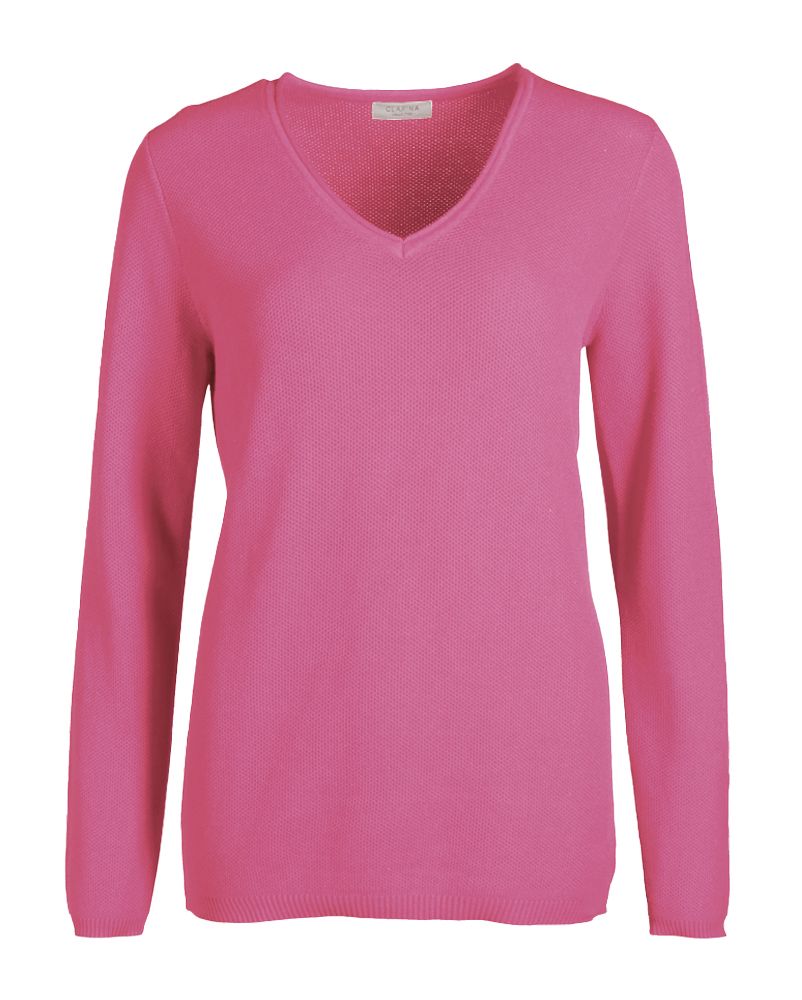 CLARINA V-Pullover, 1/1 Arm, uni, PINK