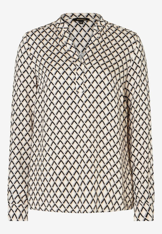 MORE & MORE Viskosebluse schwarz/beige/ecru Herbst-Kollektion 36