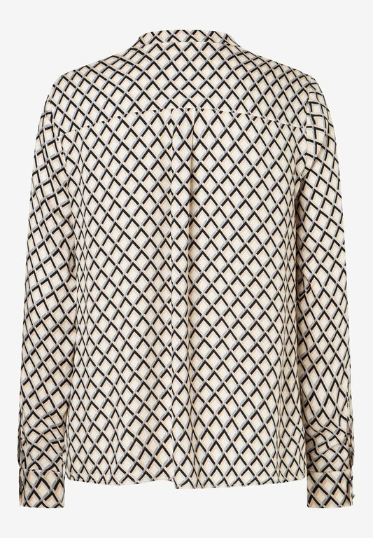 MORE & MORE Viskosebluse schwarz/beige/ecru Herbst-Kollektion
