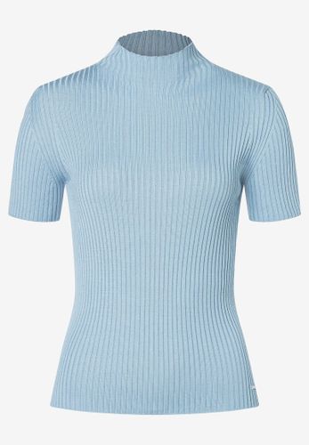 MORE & MORE Rippstrick-Pullover Kurzarm hellblau